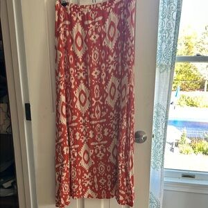 Stylish Burnt Orange and White Boho Skirt